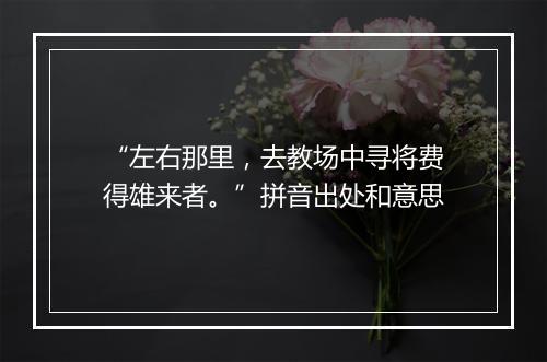 “左右那里，去教场中寻将费得雄来者。”拼音出处和意思