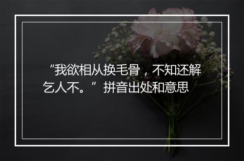 “我欲相从换毛骨，不知还解乞人不。”拼音出处和意思