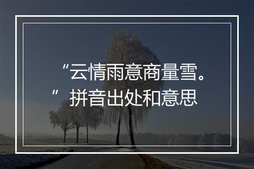 “云情雨意商量雪。”拼音出处和意思