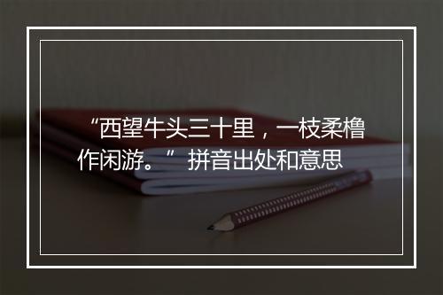 “西望牛头三十里，一枝柔橹作闲游。”拼音出处和意思