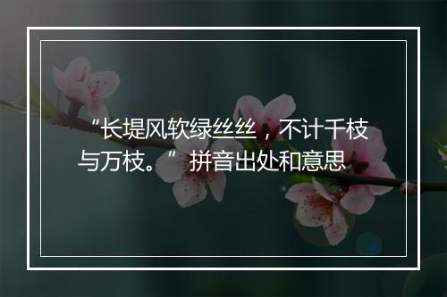 “长堤风软绿丝丝，不计千枝与万枝。”拼音出处和意思