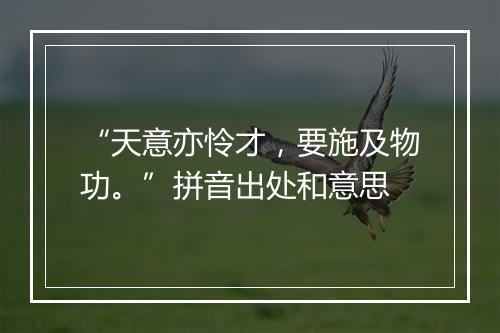 “天意亦怜才，要施及物功。”拼音出处和意思