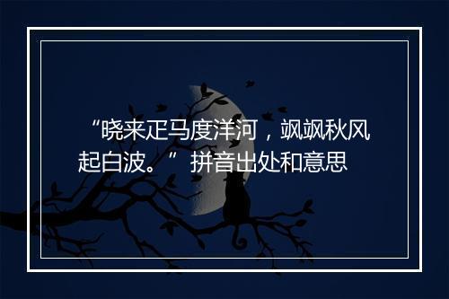 “晓来疋马度洋河，飒飒秋风起白波。”拼音出处和意思