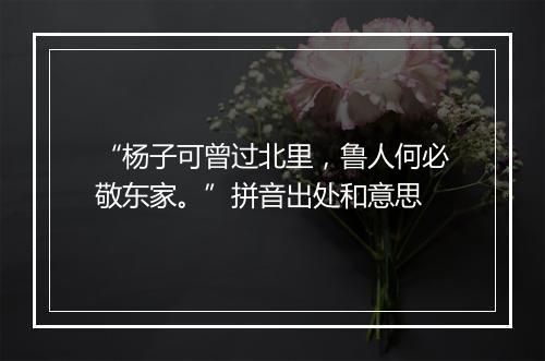 “杨子可曾过北里，鲁人何必敬东家。”拼音出处和意思