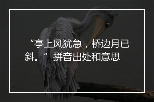 “亭上风犹急，桥边月已斜。”拼音出处和意思