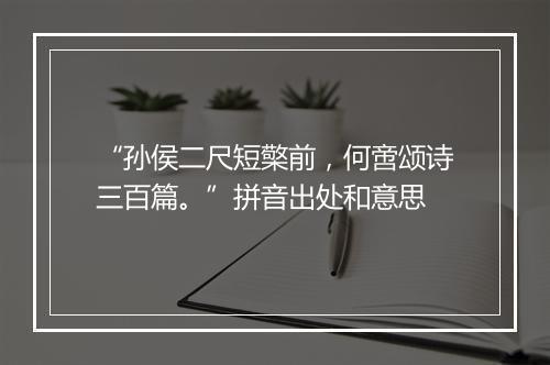 “孙侯二尺短檠前，何啻颂诗三百篇。”拼音出处和意思