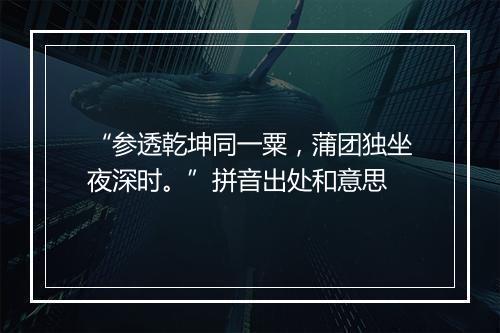 “参透乾坤同一粟，蒲团独坐夜深时。”拼音出处和意思