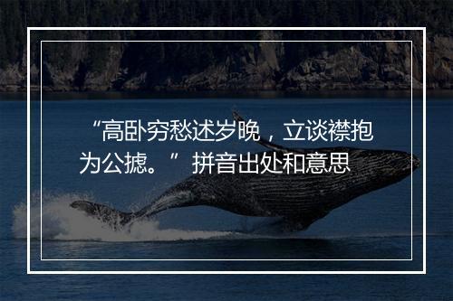 “高卧穷愁述岁晚，立谈襟抱为公摅。”拼音出处和意思