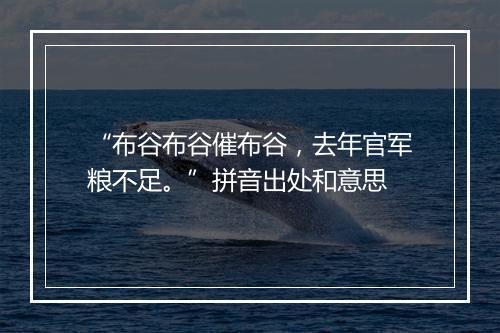 “布谷布谷催布谷，去年官军粮不足。”拼音出处和意思