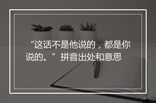 “这话不是他说的，都是你说的。”拼音出处和意思