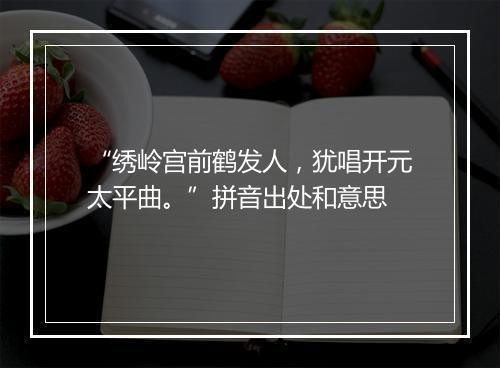 “绣岭宫前鹤发人，犹唱开元太平曲。”拼音出处和意思