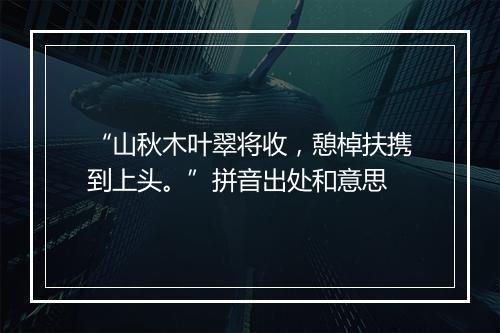 “山秋木叶翠将收，憩棹扶携到上头。”拼音出处和意思