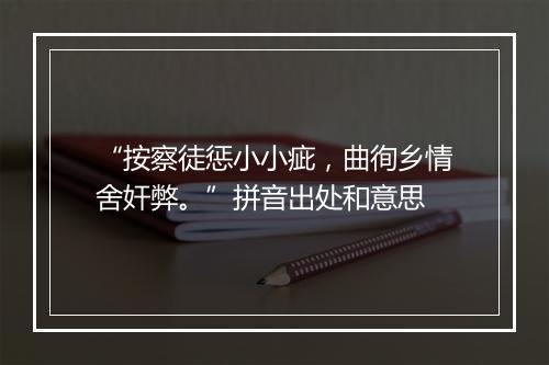 “按察徒惩小小疵，曲徇乡情舍奸弊。”拼音出处和意思