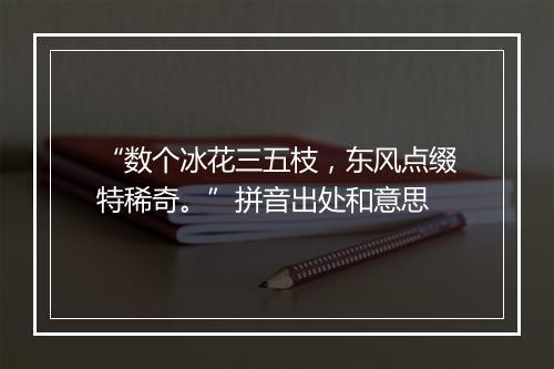 “数个冰花三五枝，东风点缀特稀奇。”拼音出处和意思