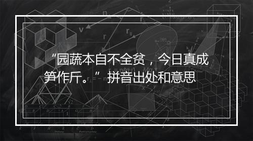 “园蔬本自不全贫，今日真成笋作斤。”拼音出处和意思