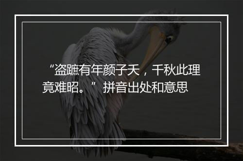 “盗蹠有年颜子夭，千秋此理竟难昭。”拼音出处和意思