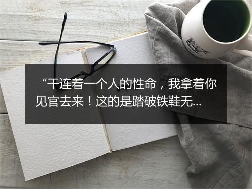 “干连着一个人的性命，我拿着你见官去来！这的是踏破铁鞋无觅处，”拼音出处和意思