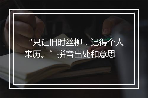 “只让旧时丝柳，记得个人来历。”拼音出处和意思