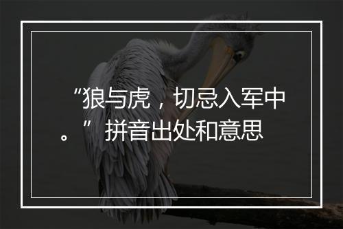 “狼与虎，切忌入军中。”拼音出处和意思