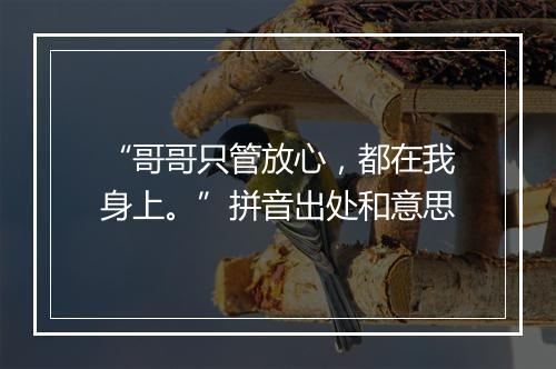 “哥哥只管放心，都在我身上。”拼音出处和意思