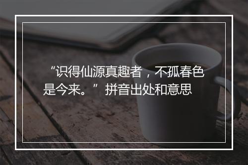 “识得仙源真趣者，不孤春色是今来。”拼音出处和意思