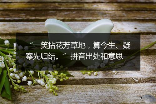 “一笑拈花芳草地，算今生、疑案先归结。”拼音出处和意思