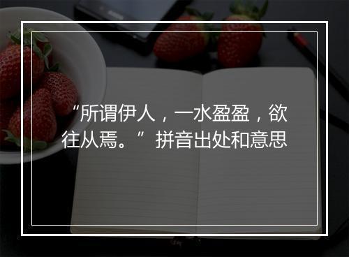 “所谓伊人，一水盈盈，欲往从焉。”拼音出处和意思