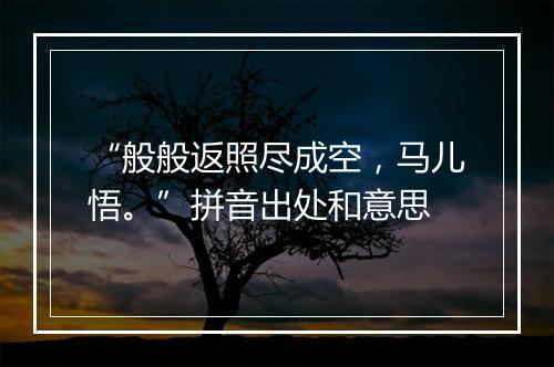 “般般返照尽成空，马儿悟。”拼音出处和意思