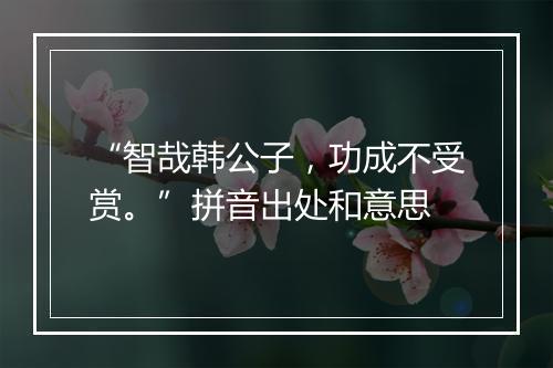 “智哉韩公子，功成不受赏。”拼音出处和意思