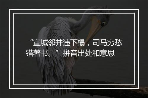 “宣城邻并违下榻，司马穷愁错著书。”拼音出处和意思