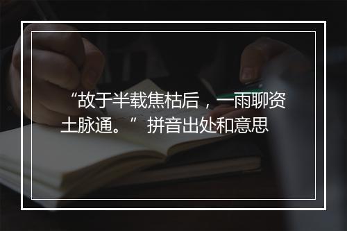 “故于半载焦枯后，一雨聊资土脉通。”拼音出处和意思