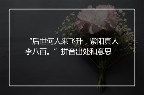 “后世何人来飞升，紫阳真人李八百。”拼音出处和意思