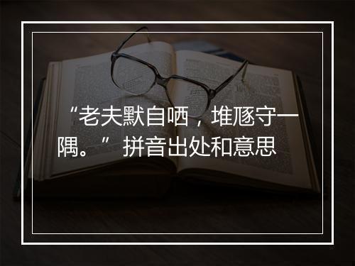 “老夫默自哂，堆豗守一隅。”拼音出处和意思