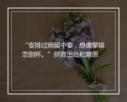 “安排过阙留中奏，想像攀辕恋别杯。”拼音出处和意思