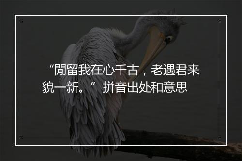 “閒留我在心千古，老遇君来貌一新。”拼音出处和意思