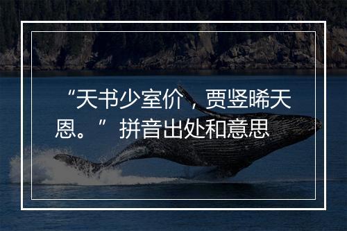 “天书少室价，贾竖晞天恩。”拼音出处和意思