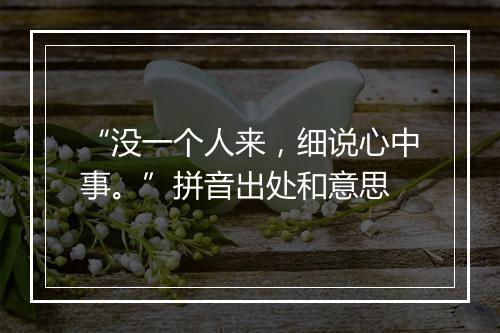 “没一个人来，细说心中事。”拼音出处和意思