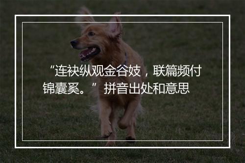 “连袂纵观金谷妓，联篇频付锦囊奚。”拼音出处和意思