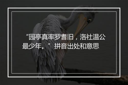 “园亭真率罗耆旧，洛社温公最少年。”拼音出处和意思