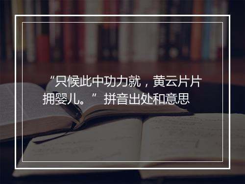 “只候此中功力就，黄云片片拥婴儿。”拼音出处和意思