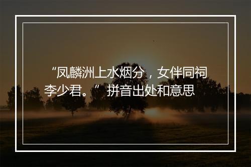 “凤麟洲上水烟分，女伴同祠李少君。”拼音出处和意思