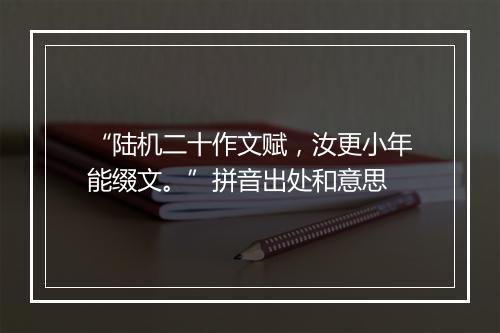 “陆机二十作文赋，汝更小年能缀文。”拼音出处和意思