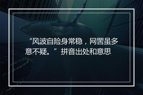 “风波自险身常稳，网罟虽多意不疑。”拼音出处和意思