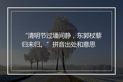 “清明节过墦间静，东郭杖藜归未归。”拼音出处和意思