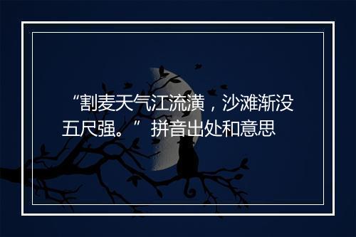 “割麦天气江流潢，沙滩渐没五尺强。”拼音出处和意思