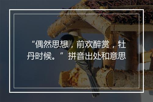 “偶然思想，前欢醉赏，牡丹时候。”拼音出处和意思