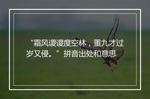 “霜风谡谡度空林，重九才过岁又侵。”拼音出处和意思