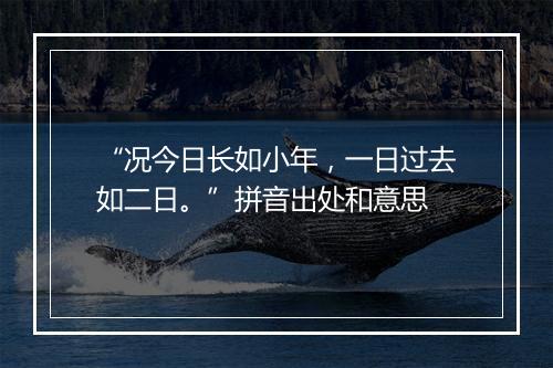 “况今日长如小年，一日过去如二日。”拼音出处和意思