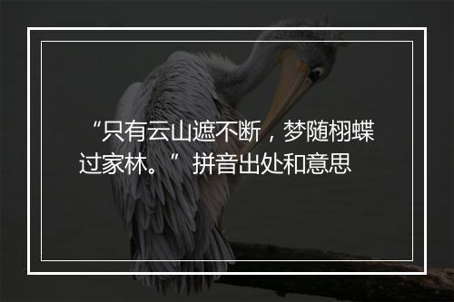 “只有云山遮不断，梦随栩蝶过家林。”拼音出处和意思