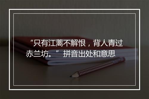 “只有江蓠不解恨，背人青过赤兰坊。”拼音出处和意思